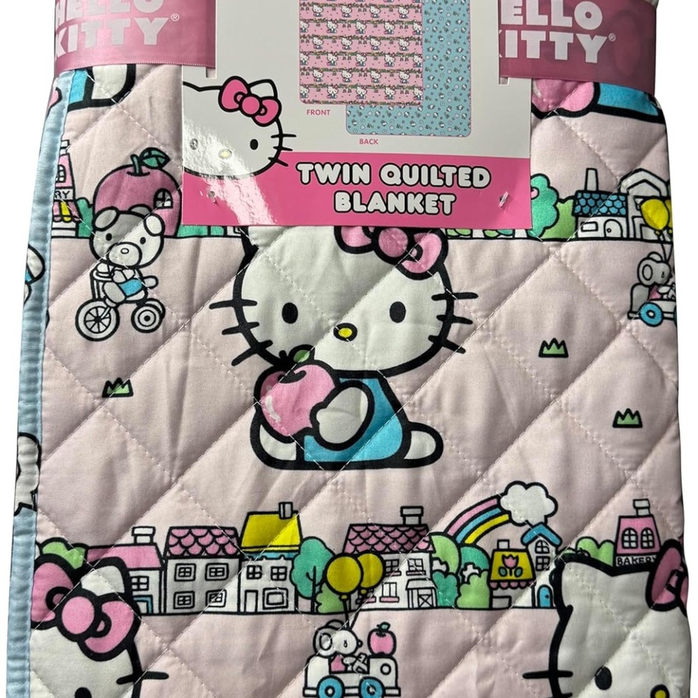 Hello Kitty Quilted Reversible Throw Blanket - Pastel Blue/Pink, 60"x90" - Picture 3 of 4